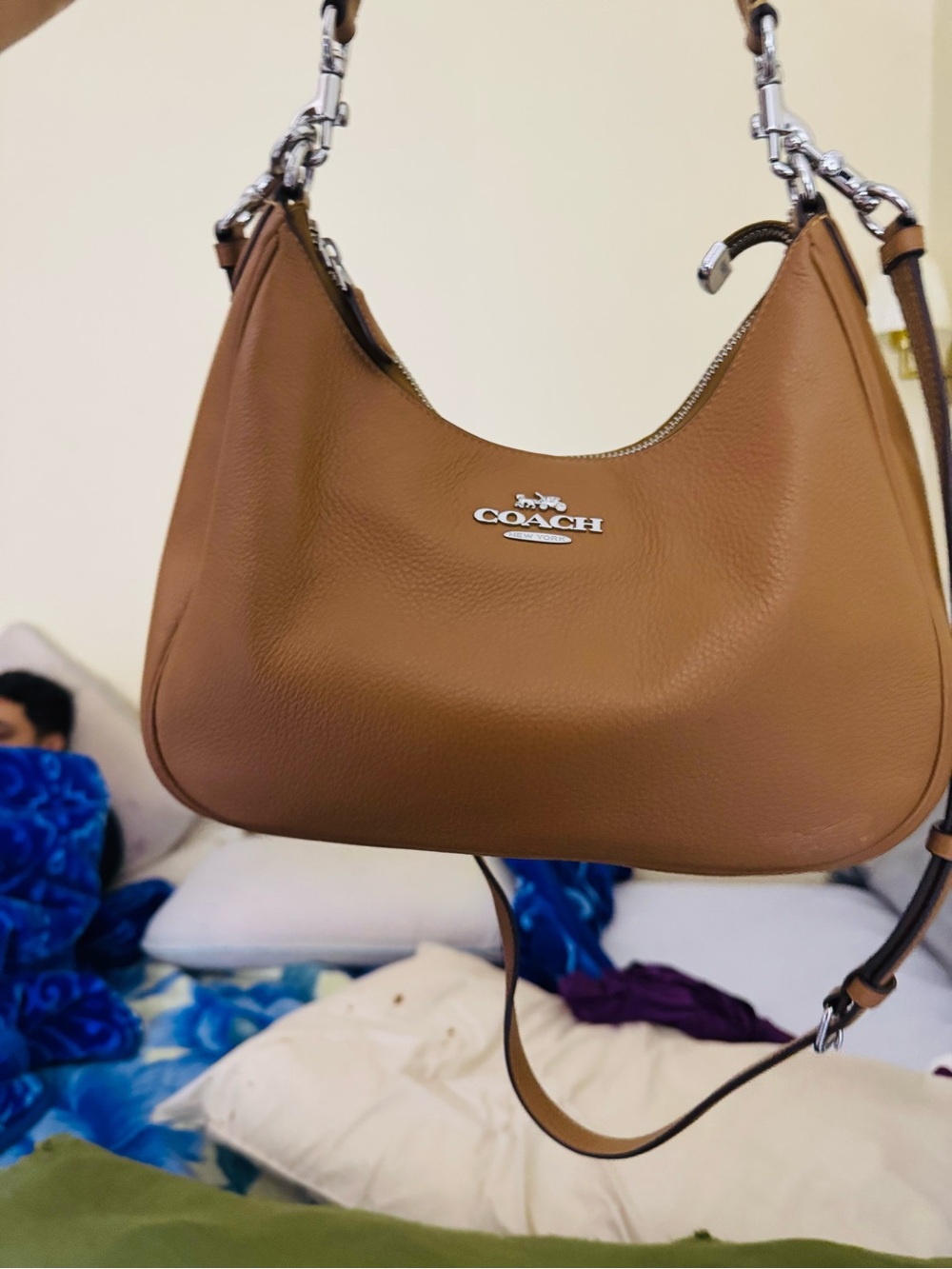 Coach Pebbled Leather Shoulder Bag in Brown